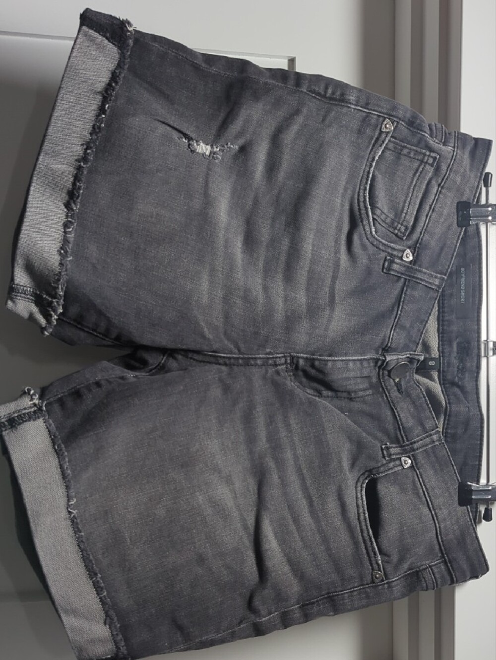 Kut from the Kloth Charcoal Roll-Cuff Denim Shorts - Picture 4 of 5